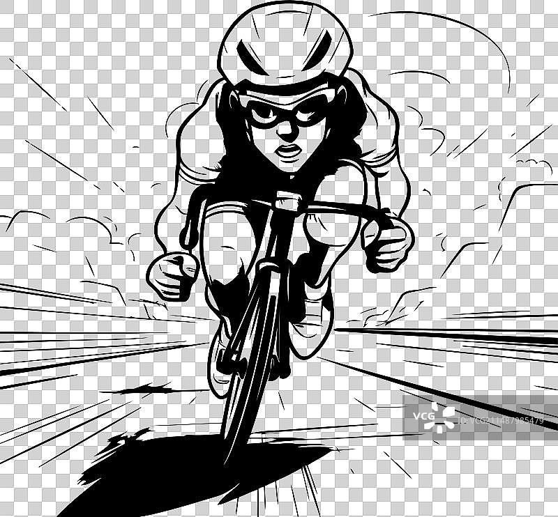 准备切割乙烯基的公路赛骑自行车者图片素材