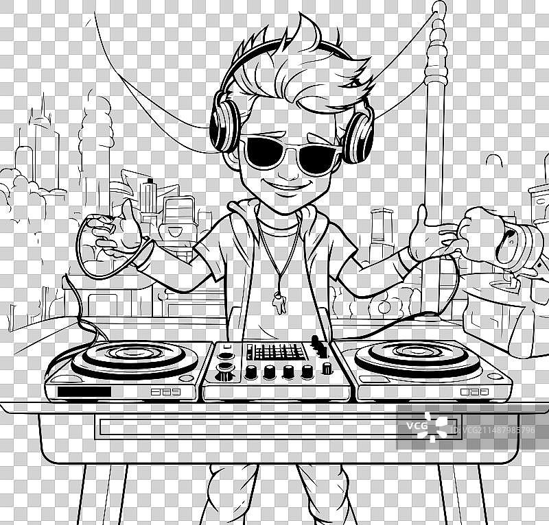 黑白城市DJ音乐图片素材