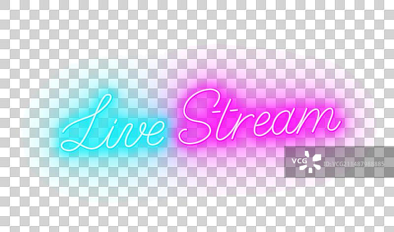 砖墙背景上的直播霓虹灯标志图片素材