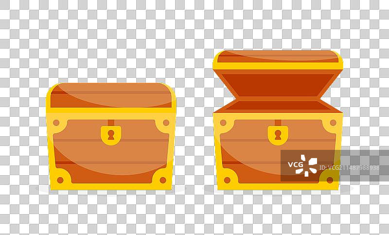 打开和关闭的木制宝箱图片素材