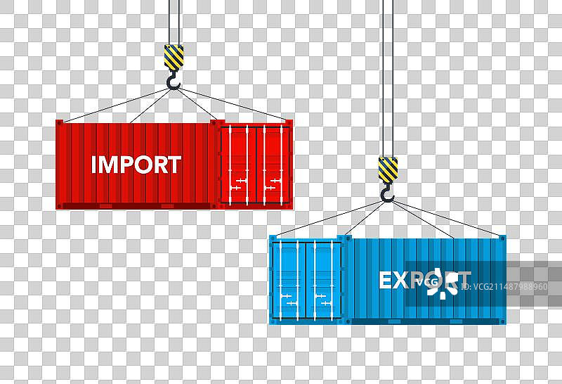 两个进出口货运集装箱图片素材