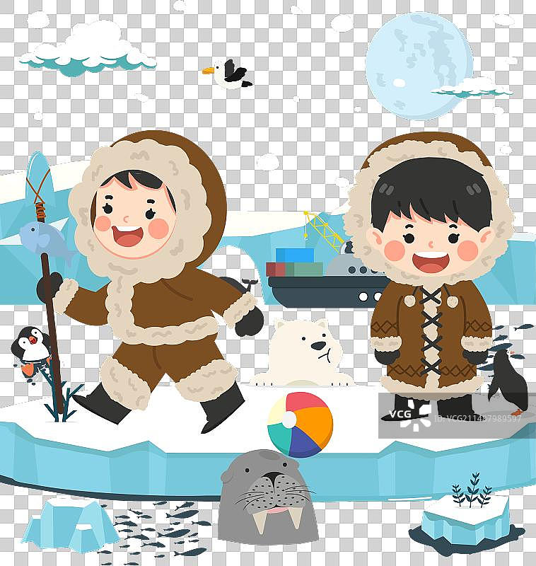 北极冬季卡通图片素材