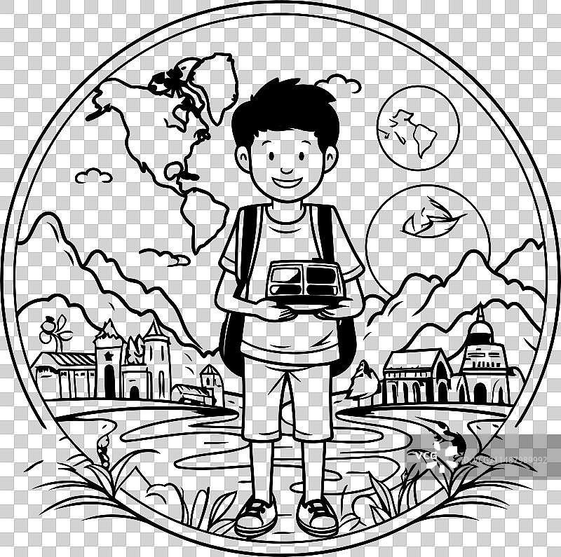 旅游度假男孩设计图片素材