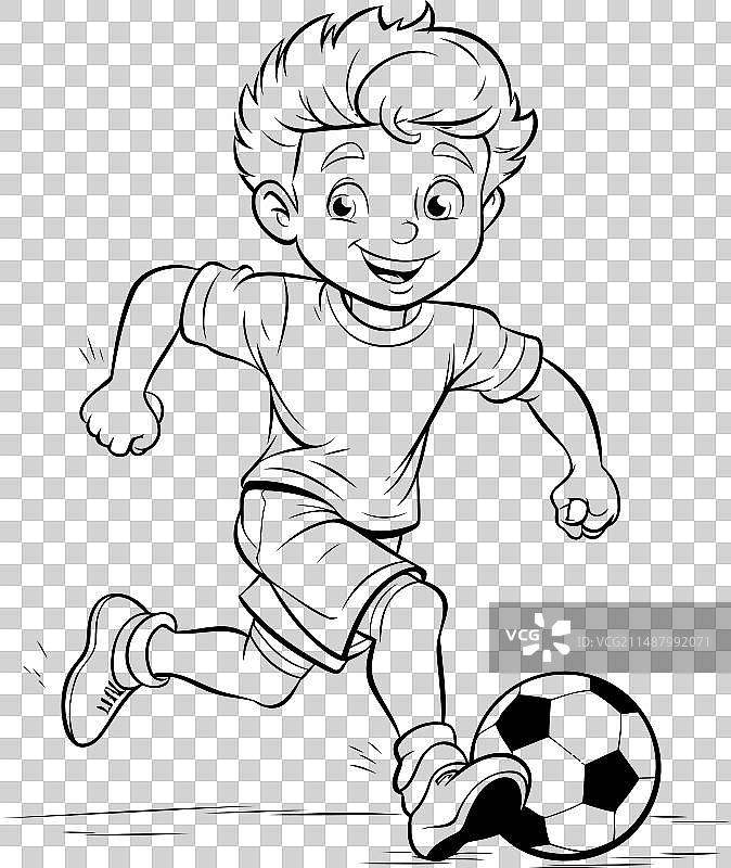 儿童足球涂色书图片素材