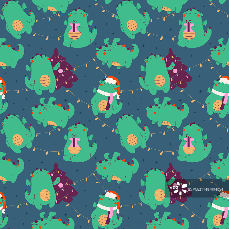 可爱小龙新年圣诞图案图片素材