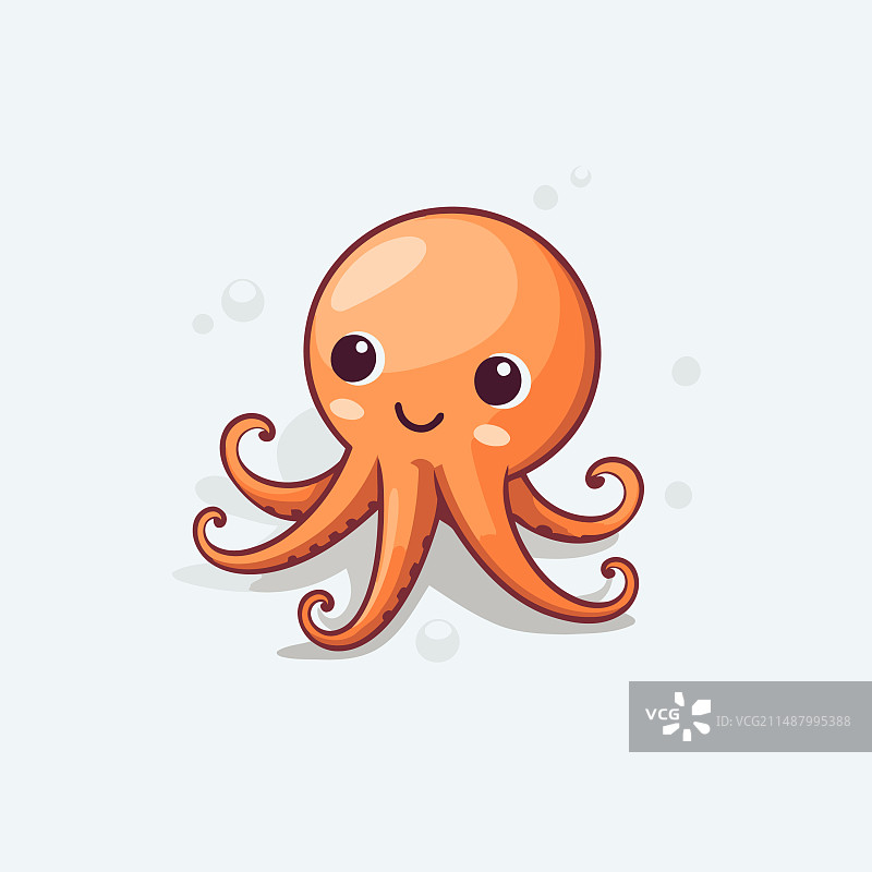 白色背景上的可爱卡通章鱼图片素材