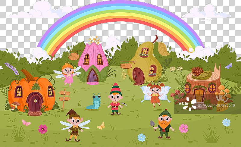 卡通童话草地奇幻世界风景图片素材