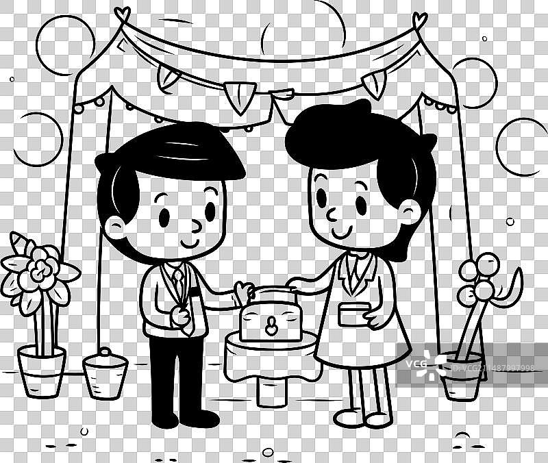 男孩和女孩庆祝中国新年图片素材