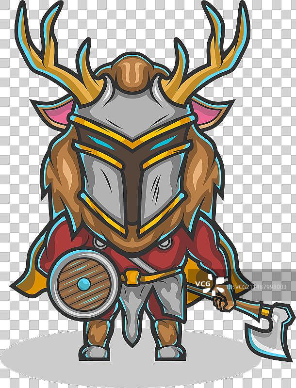 可爱维京麋鹿角色动物插画图片素材