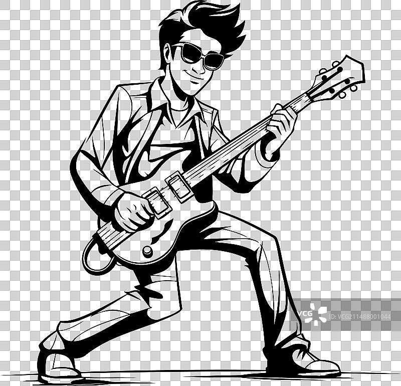 黑白吉他手设计图片素材