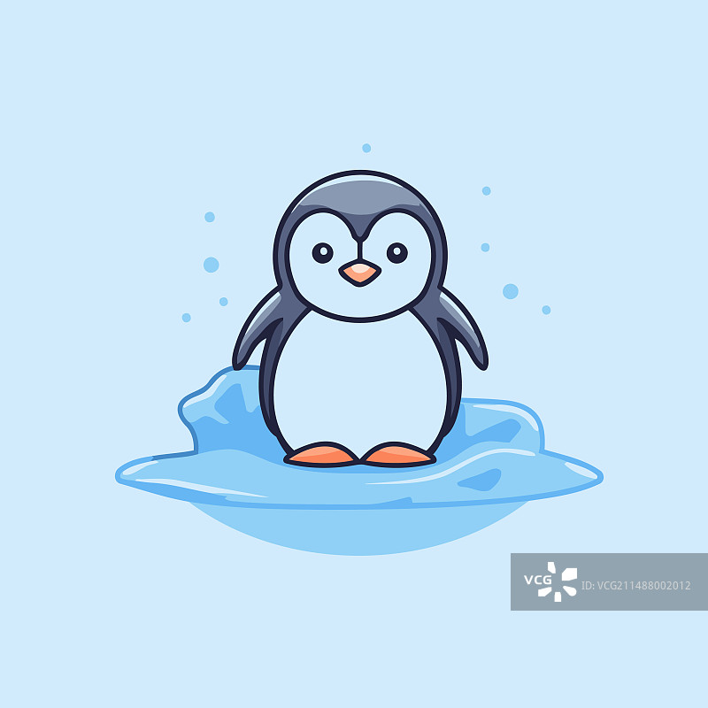 冰面上卡通可爱企鹅图片素材