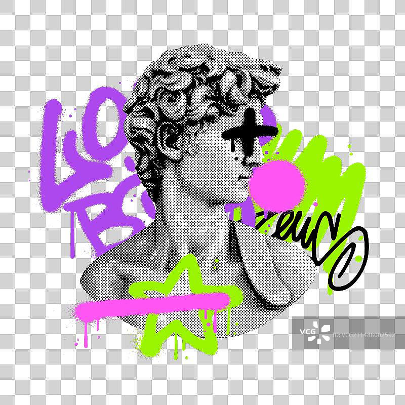 具有古代元素的复古混合媒体设计图片素材