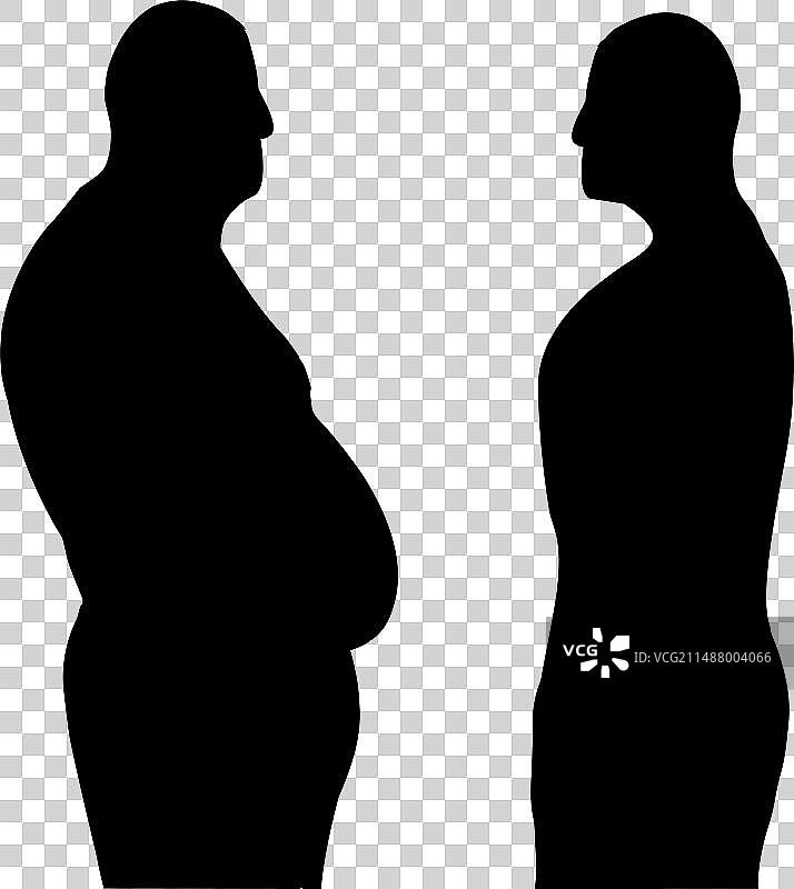 一胖一瘦的男人相对而立图片素材