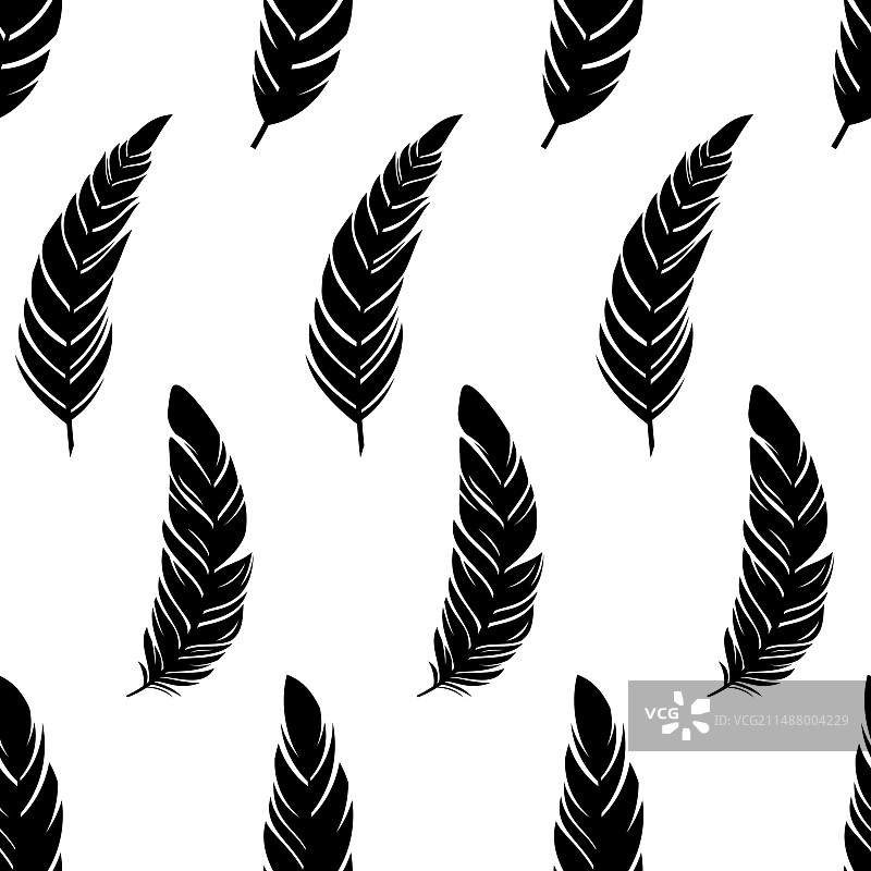 羽毛剪影无缝图案图片素材