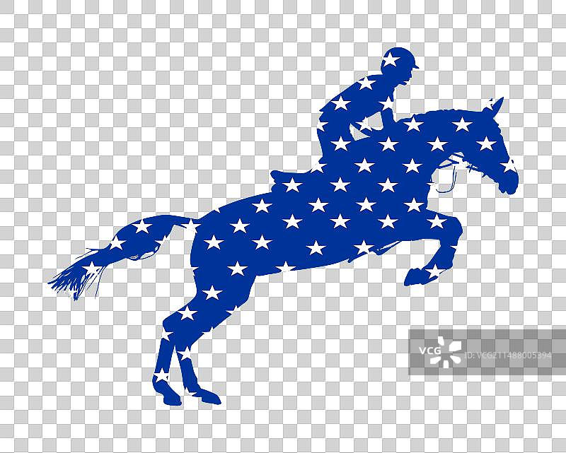 飞奔骏马前的美国国旗图片素材