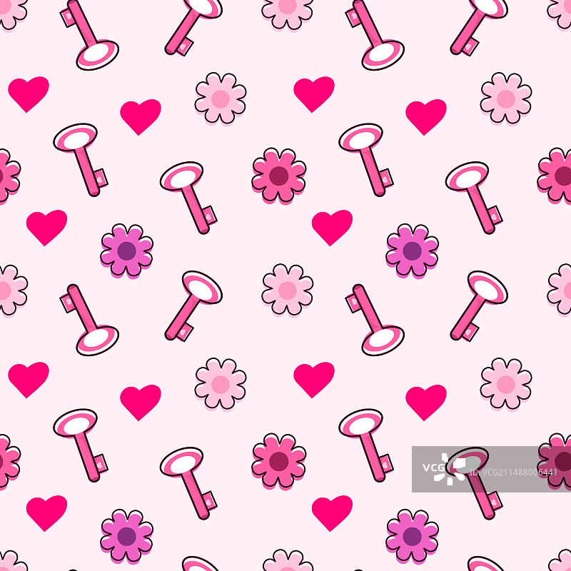 粉色调钥匙花加热无缝图案图片素材