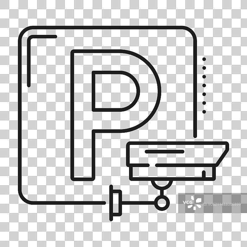 带有视频监控的停车位（细线图标）图片素材