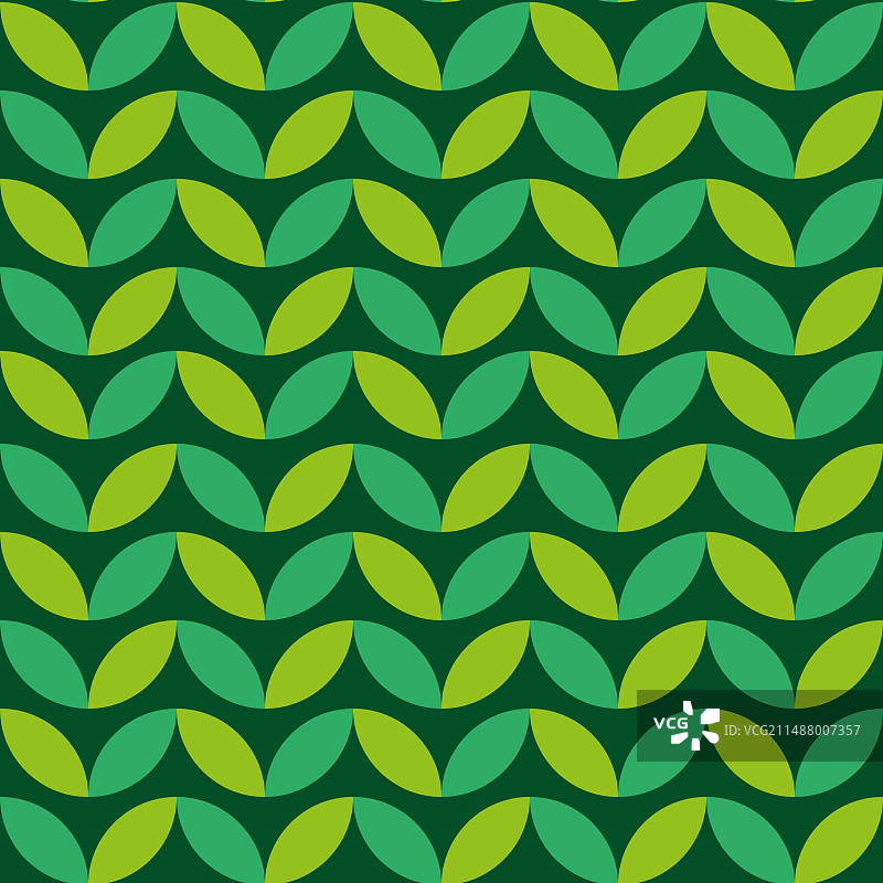 20世纪中期几何树叶无缝图案图片素材