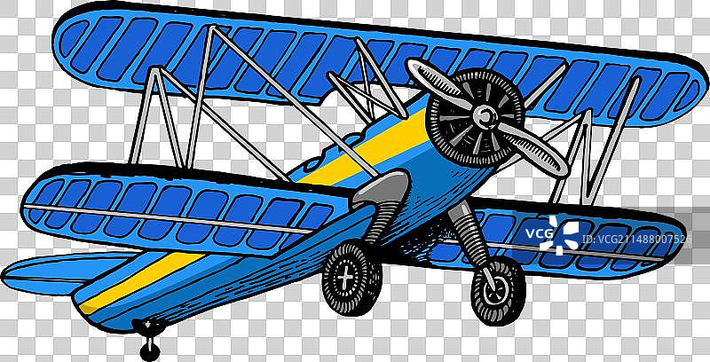 老式双翼飞机雕刻图片素材