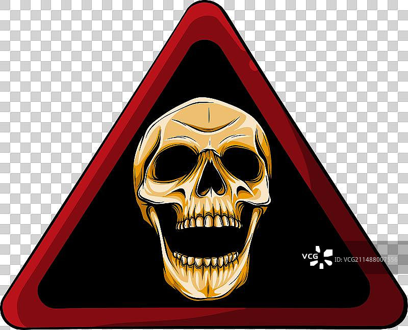 白色背景上的骷髅危险标志图片素材