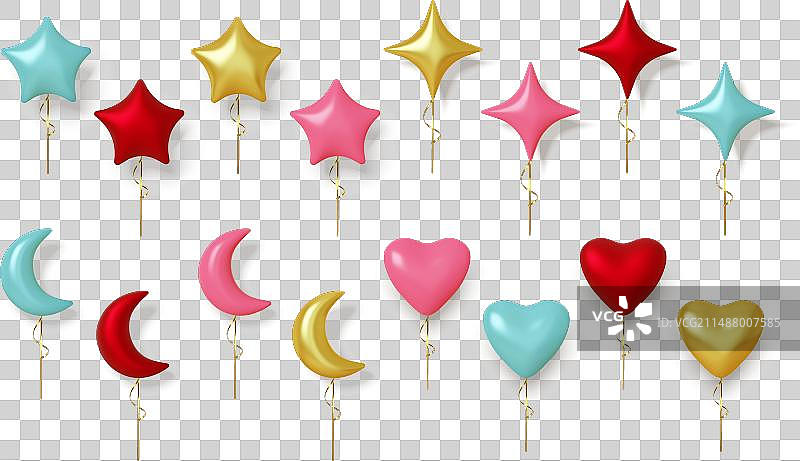 彩色逼真气球套装图片素材