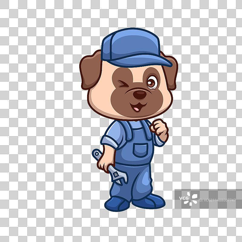 卡通机械师酒吧狗图片素材