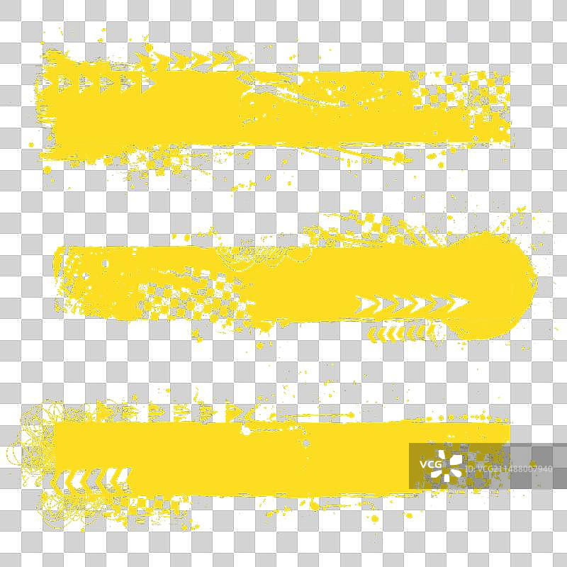 三个赛车黄色Grunge风格边框图片素材