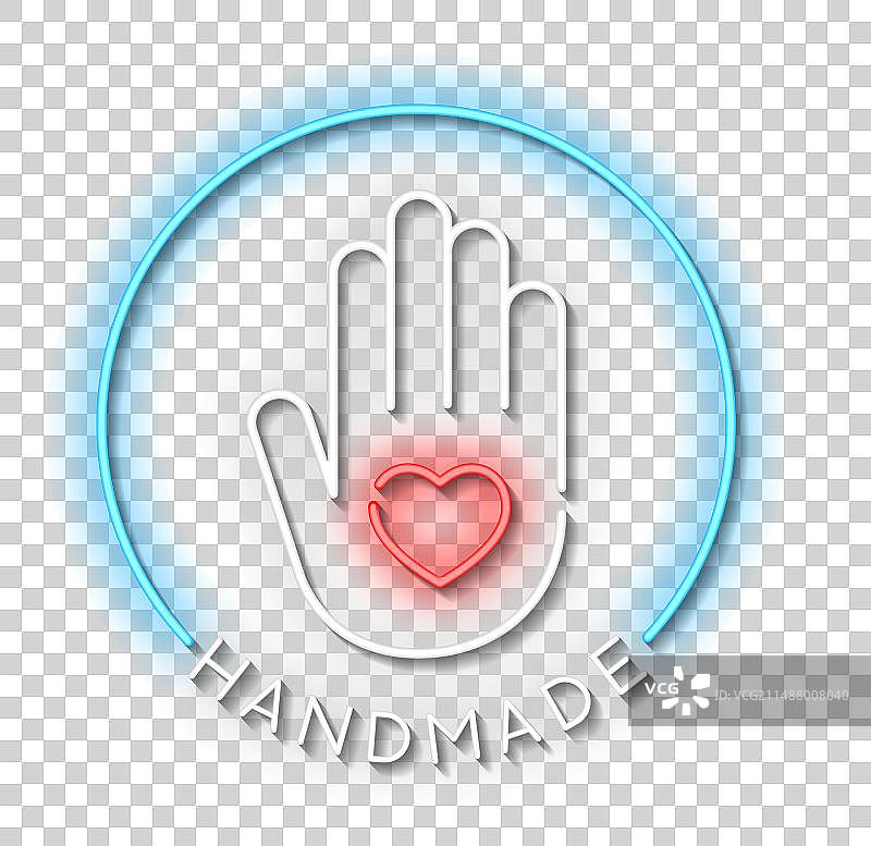 砖墙背景上的手工制作霓虹灯标志图片素材