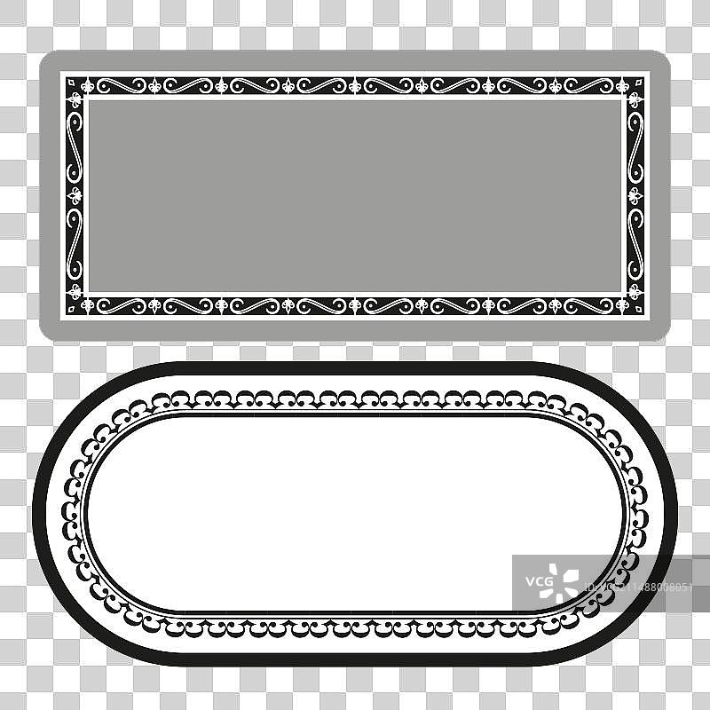复古矩形椭圆装饰框套装图片素材