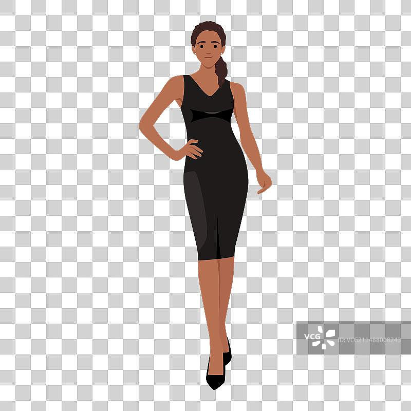 穿着晚礼服的年轻美丽的黑人女士图片素材