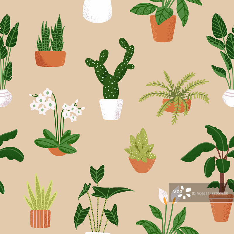 室内盆栽印花壁纸图片素材