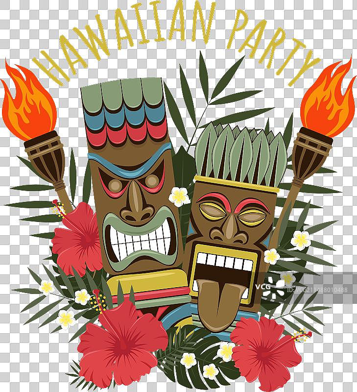 木制夏威夷提基人像图片素材