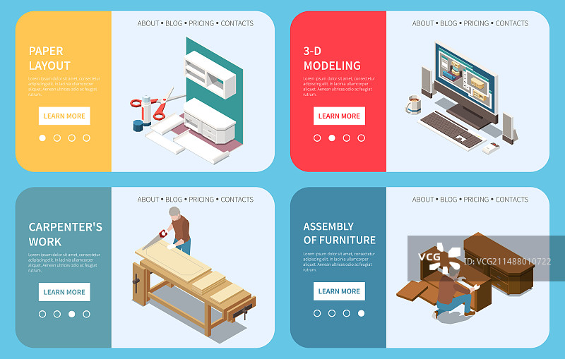 木工家具生产2.5D概念图片素材