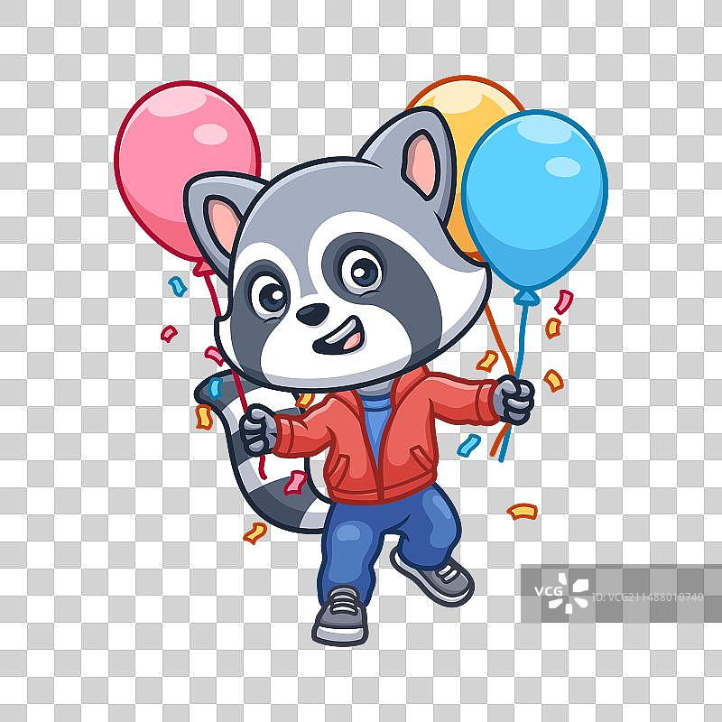 生日浣熊可爱卡通图片素材