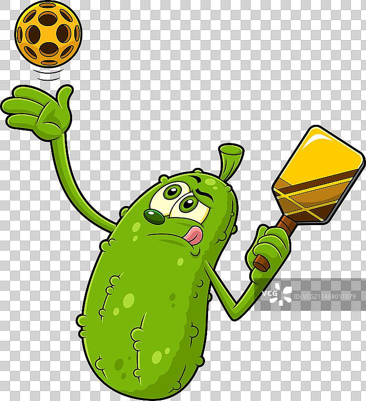 打匹克球的有趣泡菜卡通形象图片素材