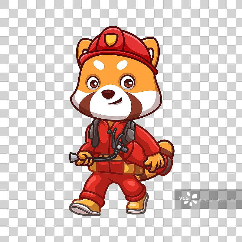 消防员小熊猫可爱卡通形象图片素材