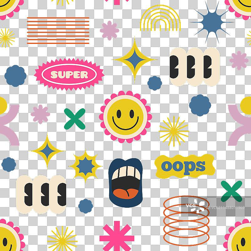 复古快乐图案拼贴艺术图片素材