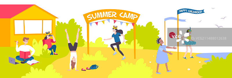 夏令营扁平banner图片素材