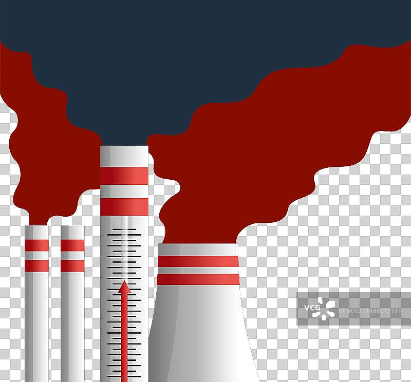 二氧化碳排放量—带温度计的烟囱图片素材