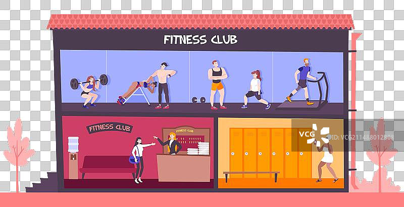 健身俱乐部建筑组合图片素材