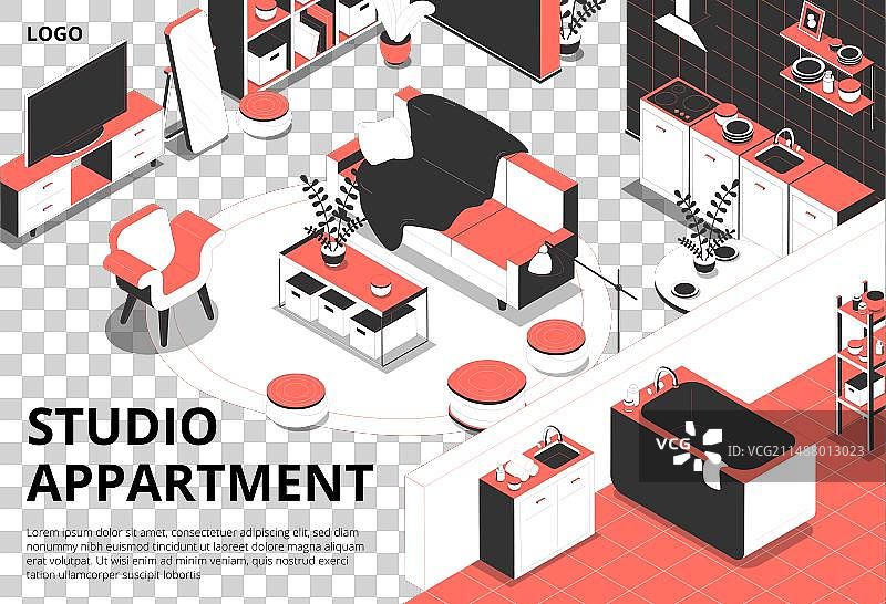 2.5D单间公寓背景图片素材