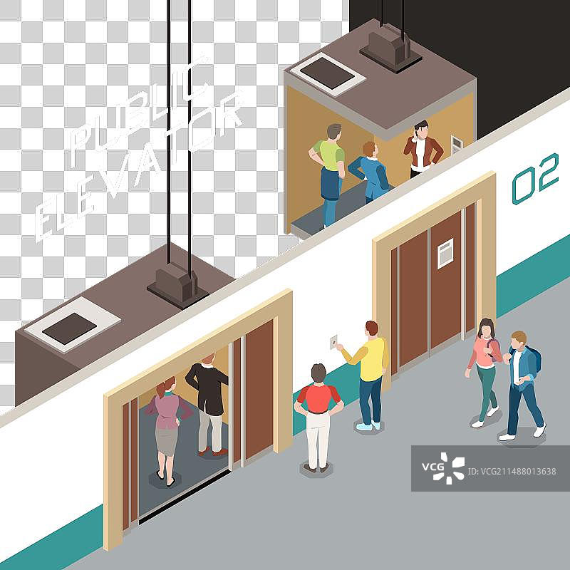 电梯2.5D组合图片素材
