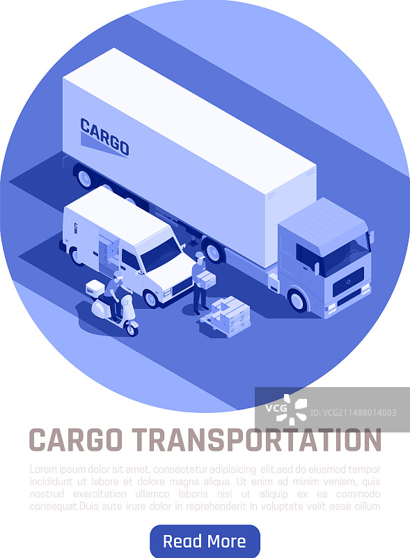 货物运输2.5D设计概念图片素材