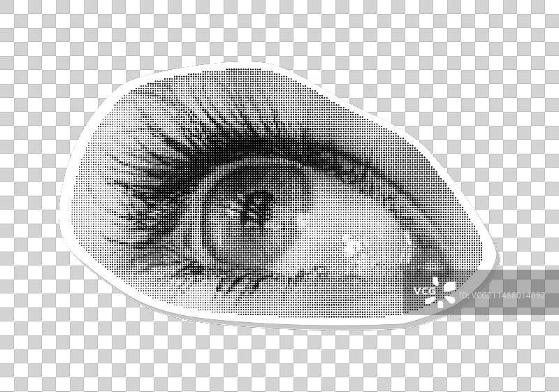 Y2K复古潮流半色调点状眼睛贴纸图片素材