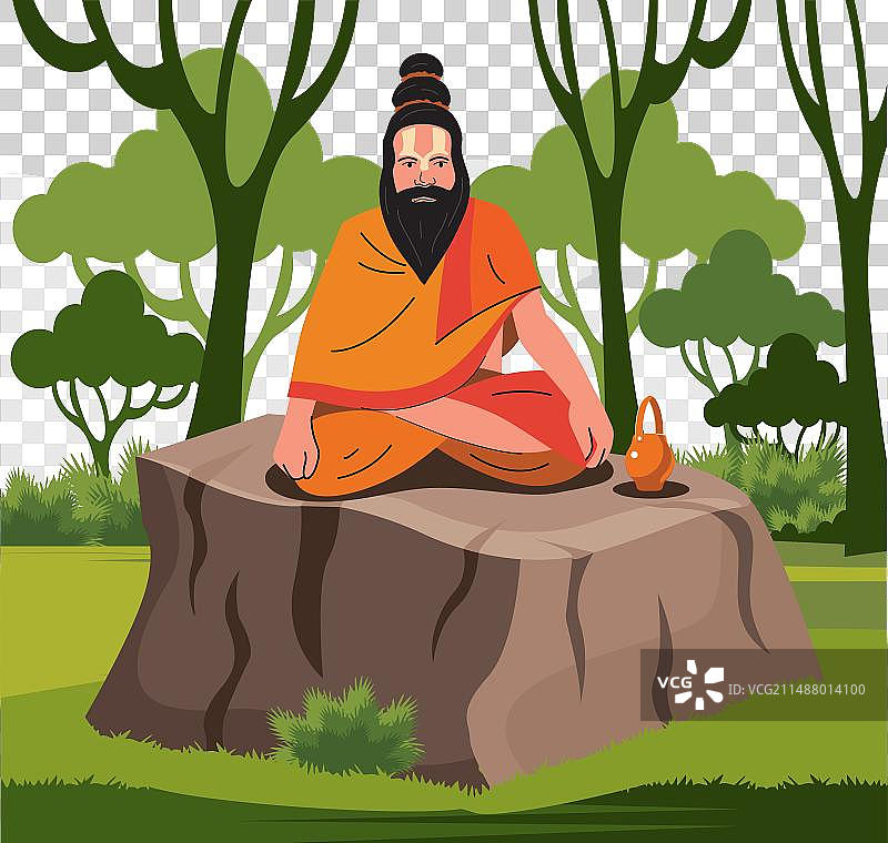 丛林中冥想的苦行僧图片素材