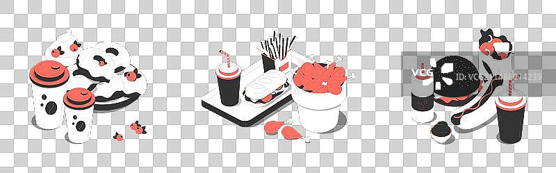 2.5D快餐概念图片素材