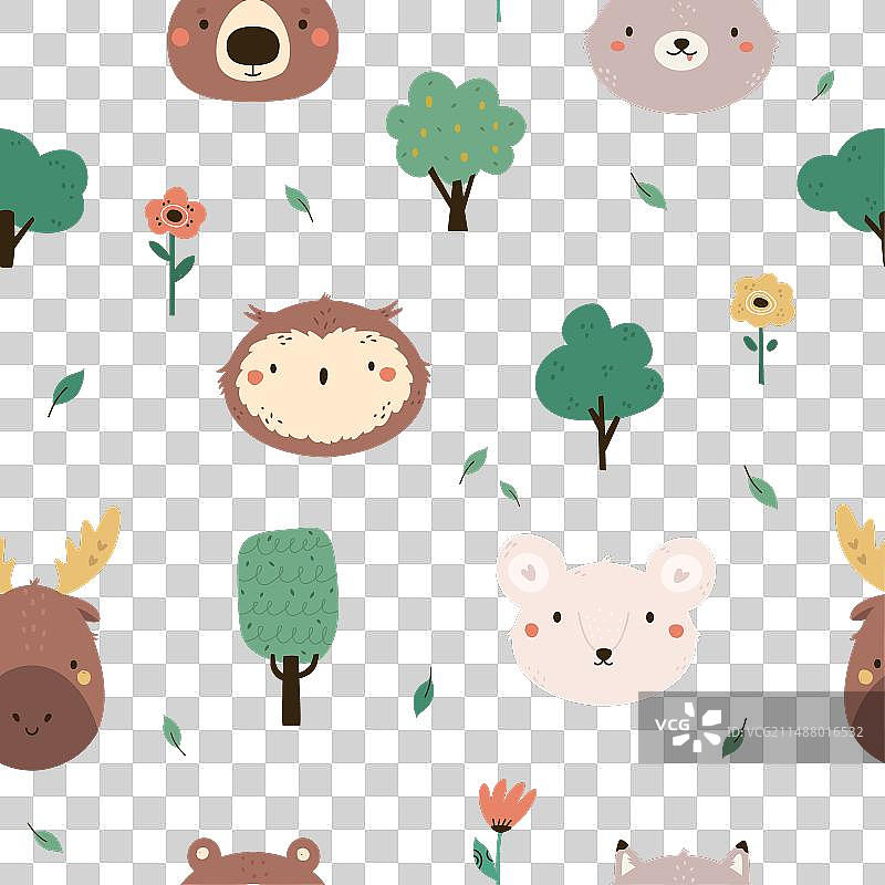 猫头鹰和驼鹿可爱动物图案图片素材