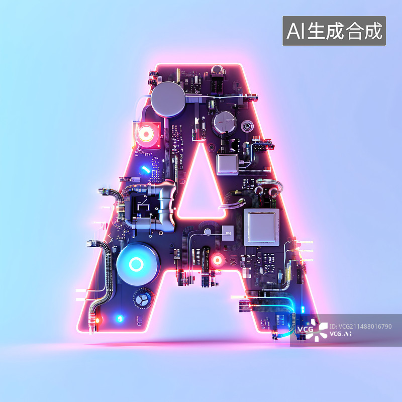 【AI数字艺术】字母A机械3D立体字艺术字图片素材