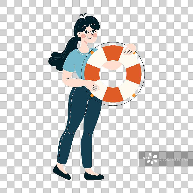 充满自信的专业人士拿着救生圈图片素材