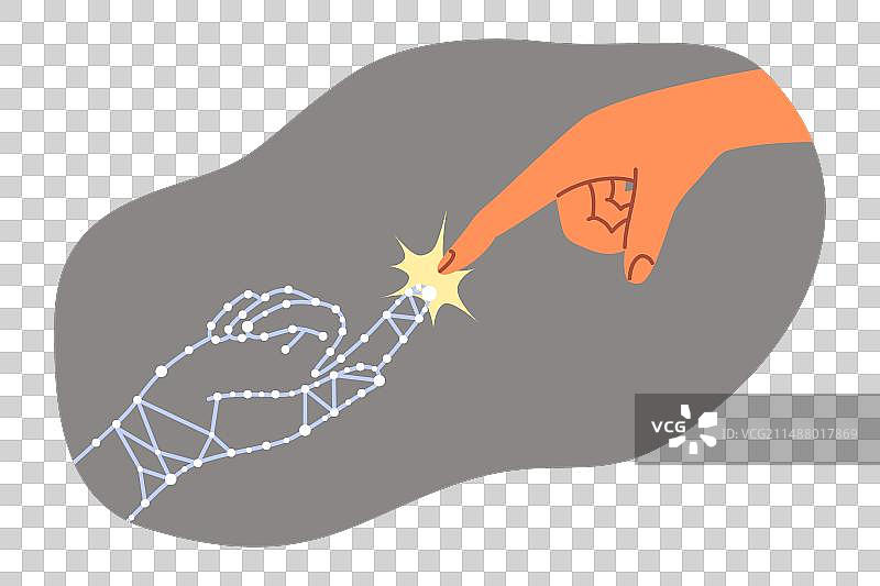 数字人与真人握手象征图片素材